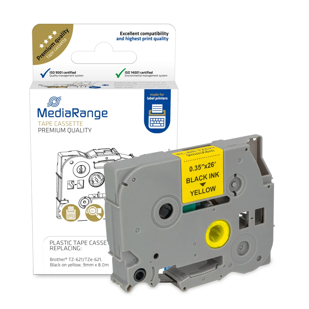 MediaRange Ταινία Ετικετογράφου 8m x 9mm σε Κίτρινο Χρώμα MRBTZ621 MediaRange Ταινία Ετικετογράφου 8m x 9mm σε Κίτρινο Χρώμα MRBTZ621 - Image 1
