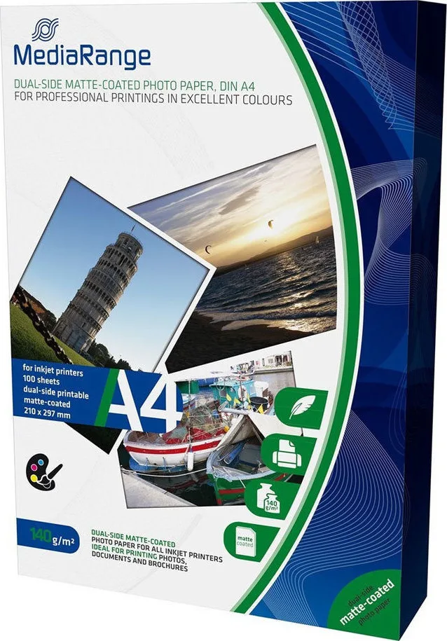 MediaRange Φωτογραφικό Χαρτί Dual Side Matte A4 (21x30) 140gr/m² για Εκτυπωτές Inkjet 100 Φύλλα (MRINK111) MediaRange Φωτογραφικό Χαρτί Dual Side Matte A4 (21x30) 140gr/m² για Εκτυπωτές Inkjet 100 Φύλλα (MRINK111) - Image 1