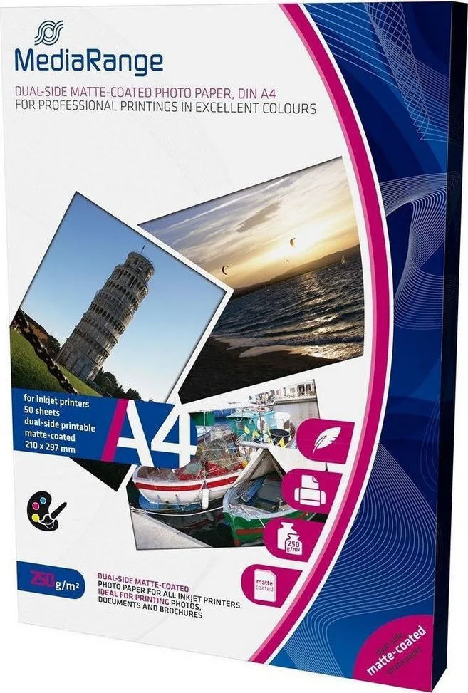 MediaRange Φωτογραφικό Χαρτί Dual Side Matte A4 (21x30) 250gr/m² για Εκτυπωτές Inkjet 50 Φύλλα (MRINK112) MediaRange Φωτογραφικό Χαρτί Dual Side Matte A4 (21x30) 250gr/m² για Εκτυπωτές Inkjet 50 Φύλλα (MRINK112) - Image 1