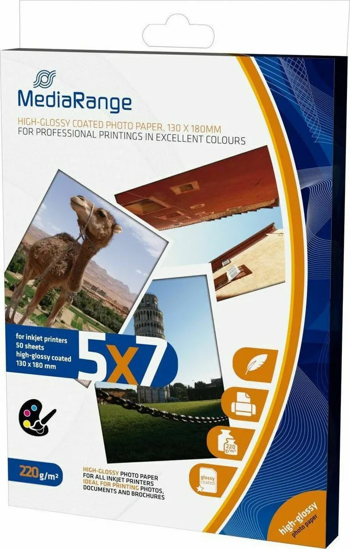MediaRange Φωτογραφικό Χαρτί High Glossy 13x18 220gr/m² για Εκτυπωτές Inkjet 50 Φύλλα (MRINK114) MediaRange Φωτογραφικό Χαρτί High Glossy 13x18 220gr/m² για Εκτυπωτές Inkjet 50 Φύλλα (MRINK114) - Image 1