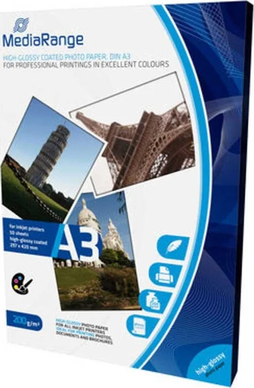 MediaRange Φωτογραφικό Χαρτί High Glossy A3 200gr/m² για Εκτυπωτές Inkjet 50 Φύλλα (MRINK109) MediaRange Φωτογραφικό Χαρτί High Glossy A3 200gr/m² για Εκτυπωτές Inkjet 50 Φύλλα (MRINK109) - Image 1