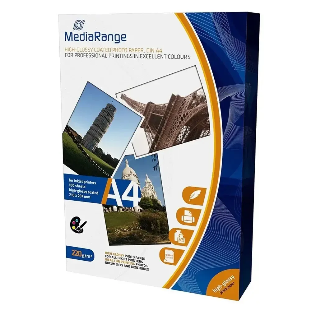 MediaRange Φωτογραφικό Χαρτί High Glossy A4 (21x30) 220gr/m² για Εκτυπωτές Inkjet 100 Φύλλα (MRINK103) MediaRange Φωτογραφικό Χαρτί High Glossy A4 (21x30) 220gr/m² για Εκτυπωτές Inkjet 100 Φύλλα (MRINK103) - Image 1