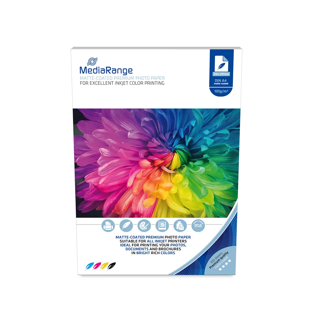 MediaRange Φωτογραφικό Χαρτί Matte Coated Premium A4 (21x30) 105gr/m² για Εκτυπωτές Inkjet 100 Φύλλα (MRINK116) MediaRange Φωτογραφικό Χαρτί Matte Coated Premium A4 (21x30) 105gr/m² για Εκτυπωτές Inkjet 100 Φύλλα (MRINK116) - Image 1