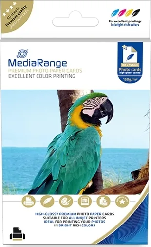 MediaRange Φωτογραφικό Χαρτί Premium Photo Cards A6 (10x15) 150gr/m² για Εκτυπωτές Inkjet 50 Φύλλα (MRINK115) MediaRange Φωτογραφικό Χαρτί Premium Photo Cards A6 (10x15) 150gr/m² για Εκτυπωτές Inkjet 50 Φύλλα (MRINK115) - Image 1
