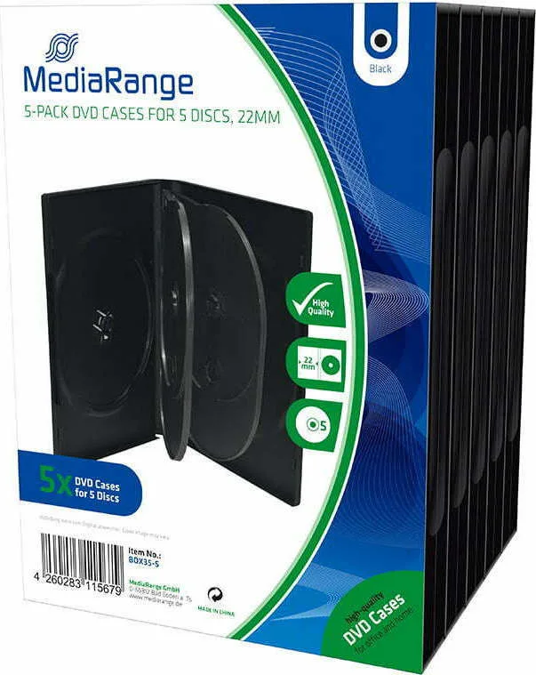 MediaRange DVD Box για 5 Δίσκους Μαύρο BOX35-5 5τμχ MediaRange DVD Box για 5 Δίσκους Μαύρο BOX35-5 5τμχ - Image 1