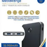 MediaRange MR753 Power Bank 10000mAh 18W με 2 Θύρες USB-A και Θύρα USB-C Power Delivery Μαύρο