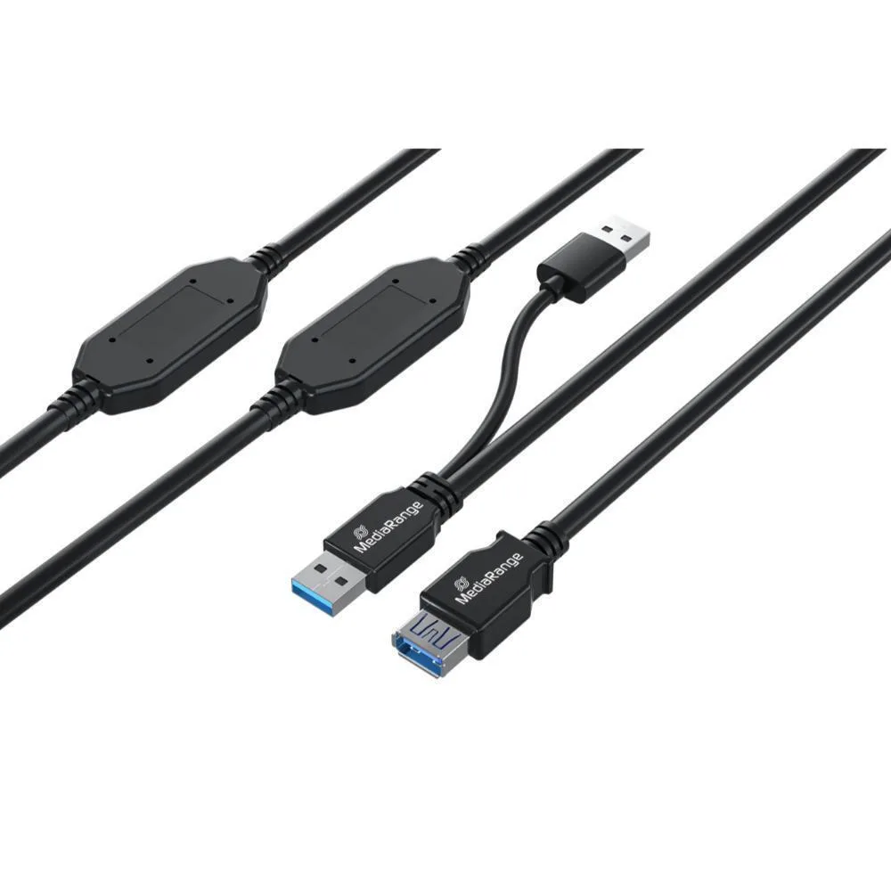 MediaRange USB 3.0 Cable USB-A male - Μαύρο 15m MRCS244 MediaRange USB 3.0 Cable USB-A male - Μαύρο 15m MRCS244 - Image 1
