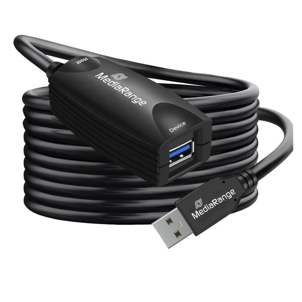 MediaRange USB 3.0 Cable USB-A male - Μαύρο 5m MRCS242 MediaRange USB 3.0 Cable USB-A male - Μαύρο 5m MRCS242 - Image 1