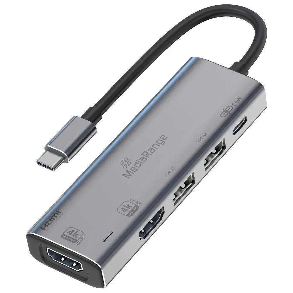 MediaRange USB-C Docking Station με HDMI 4K PD και σύνδεση 2 Οθονών Ασημί (MRCS511) MediaRange USB-C Docking Station με HDMI 4K PD και σύνδεση 2 Οθονών Ασημί (MRCS511) - Image 1