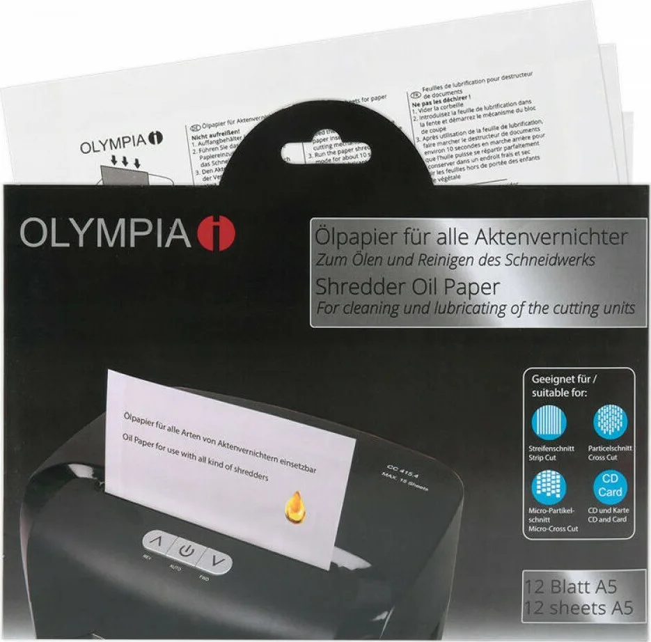 Olympia Λάδι Καταστροφέα Χαρτί με Λάδι για Καταστροφείς Εγγράφων Α5 12τμχ 9130 Olympia Λάδι Καταστροφέα Χαρτί με Λάδι για Καταστροφείς Εγγράφων Α5 12τμχ 9130 - Image 1
