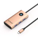 Orico PW11 6in1 USB-C Docking Station με HDMI 4K PD Ροζ Χρυσό