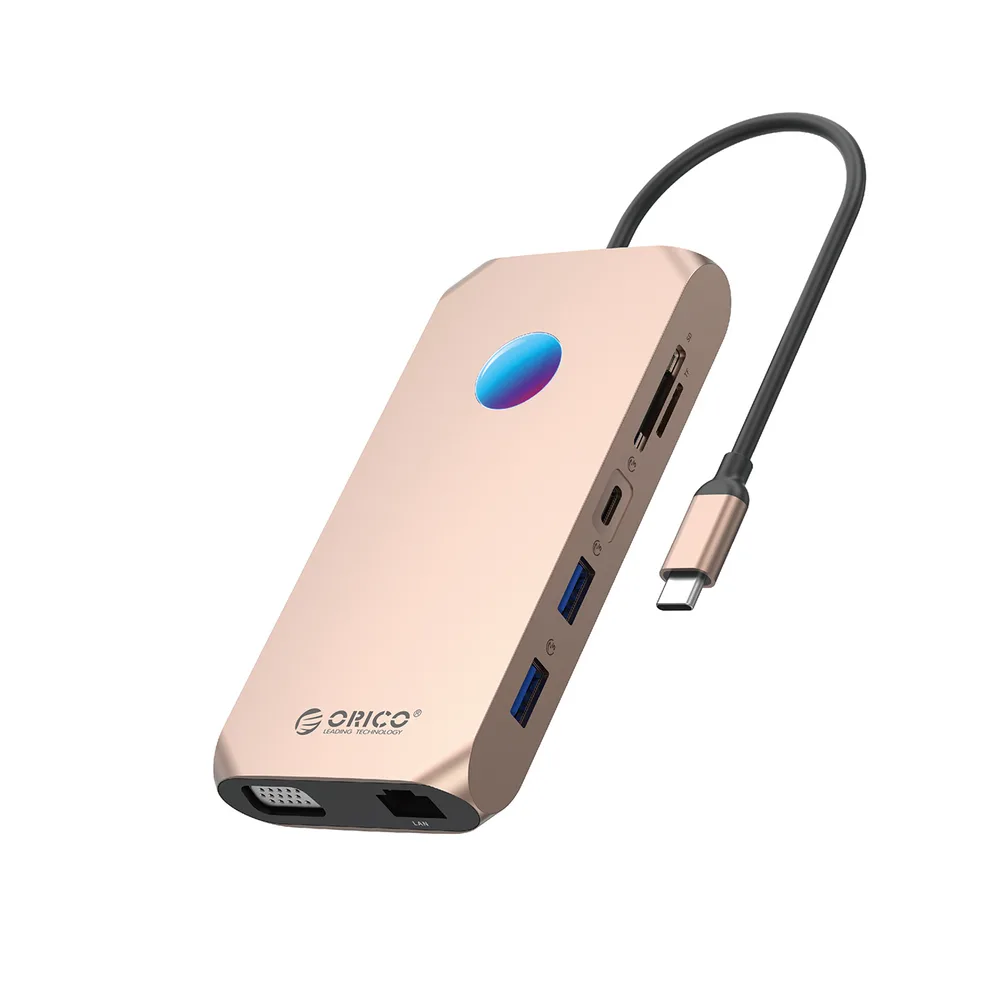 Orico XCR 12in1 RGB USB-C Docking Station με HDMI 4K PD Ethernet Ροζ Χρυσό Orico XCR 12in1 RGB USB-C Docking Station με HDMI 4K PD Ethernet Ροζ Χρυσό - Image 1