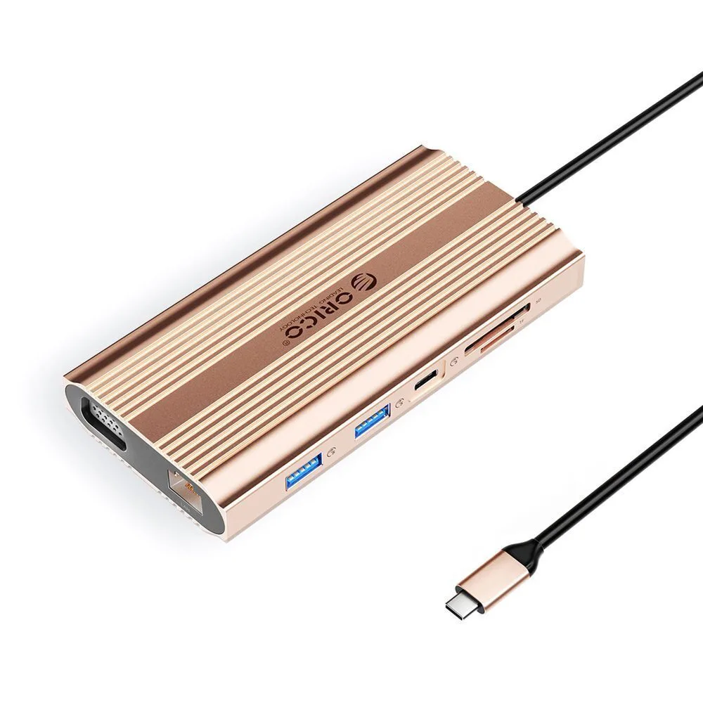 Orico XDR 12-in-1 USB-C Docking Station με HDMI 4K PD Ethernet Ροζ Χρυσό Orico XDR 12-in-1 USB-C Docking Station με HDMI 4K PD Ethernet Ροζ Χρυσό - Image 1