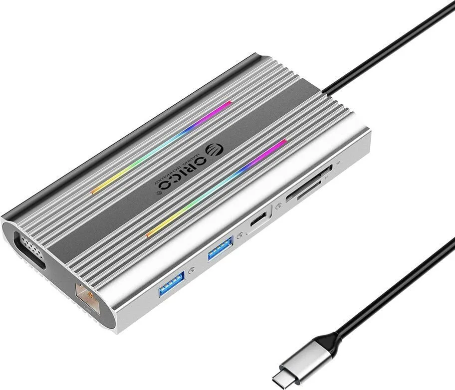 Orico XDR 12in1 RGB USB-C Docking Station με HDMI 4K PD Ethernet Γκρι Orico XDR 12in1 RGB USB-C Docking Station με HDMI 4K PD Ethernet Γκρι - Image 1
