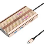 Orico XDR 12in1 RGB USB-C Docking Station με HDMI 4K PD Ethernet Ροζ Χρυσό