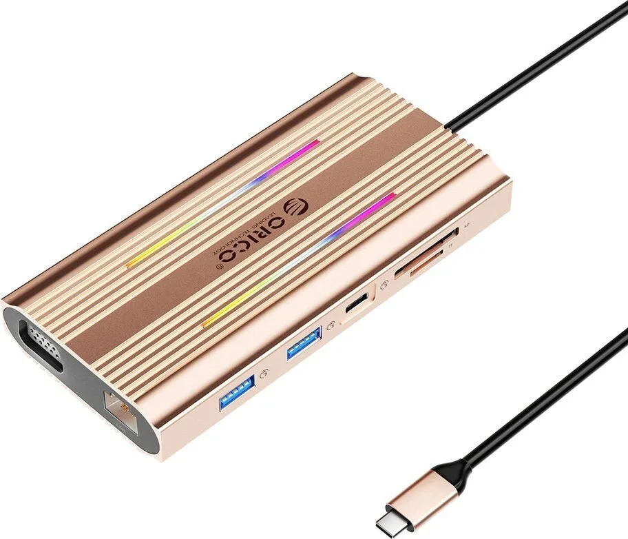 Orico XDR 12in1 RGB USB-C Docking Station με HDMI 4K PD Ethernet Ροζ Χρυσό Orico XDR 12in1 RGB USB-C Docking Station με HDMI 4K PD Ethernet Ροζ Χρυσό - Image 1