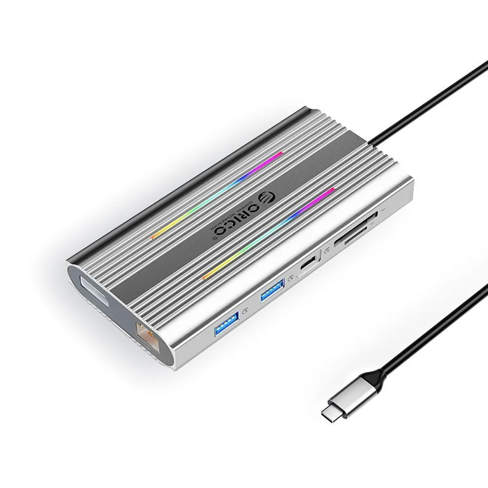 Orico XDR 12in1 RGB USB-C Docking Station με HDMI/DisplayPort 4K PD Ethernet Ασημί Orico XDR 12in1 RGB USB-C Docking Station με HDMI/DisplayPort 4K PD Ethernet Ασημί - Image 1