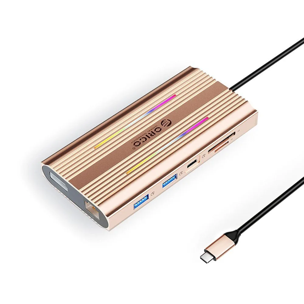 Orico XDR 12in1 RGB USB-C Docking Station με HDMI/DisplayPort 4K PD Ethernet Ροζ Χρυσό Orico XDR 12in1 RGB USB-C Docking Station με HDMI/DisplayPort 4K PD Ethernet Ροζ Χρυσό - Image 1