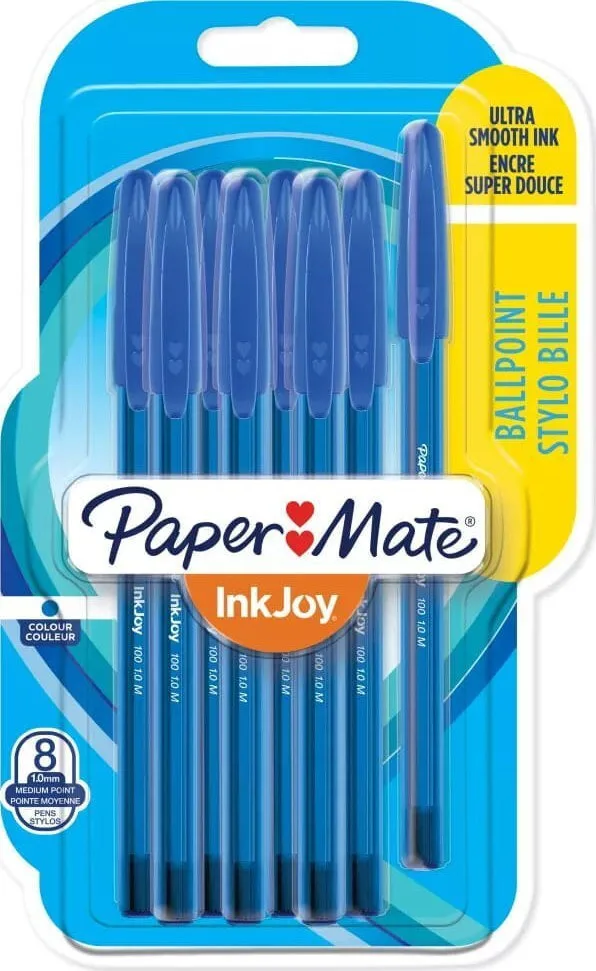 Papermate Paper Mate Στυλό Διαρκείας Inkjoy 100 Καπάκι 8τμχ M Μπλε Papermate Paper Mate Στυλό Διαρκείας Inkjoy 100 Καπάκι 8τμχ M Μπλε - Image 1