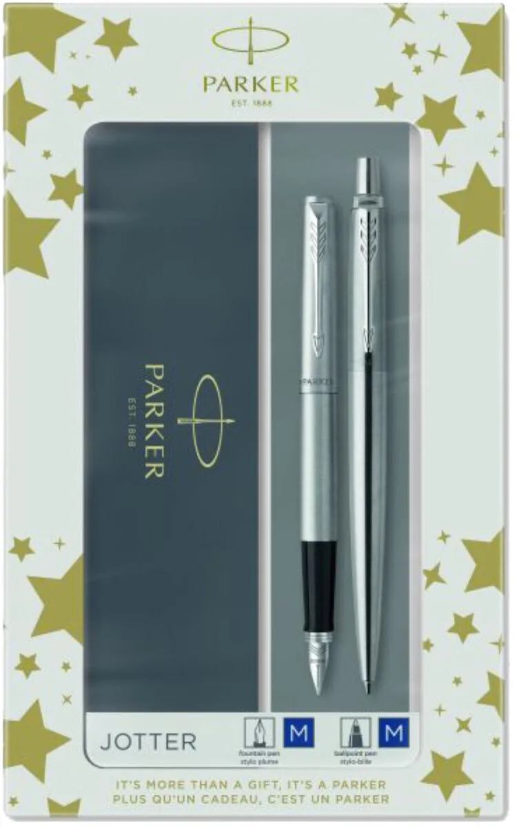 Parker Jotter Core Duo Σετ Στυλό Ballpoint Medium με Πένα Medium από Ατσάλι Ασημί σε Θήκη 1171.9022.08 CT Parker Jotter Core Duo Σετ Στυλό Ballpoint Medium με Πένα Medium από Ατσάλι Ασημί σε Θήκη 1171.9022.08 CT - Image 1