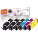 Peach Πακέτο Συμβατών Μελανιών Εκτυπωτή InkJet Canon 0F320134 13ml Μαύρο 6τμχ PI100-337