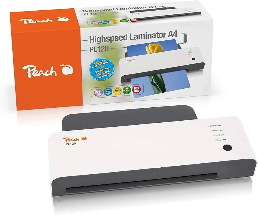 Peach Πλαστικοποιητής PL120 Επιτραπέζιος για A4 125 microns Peach Πλαστικοποιητής PL120 Επιτραπέζιος για A4 125 microns - Image 1