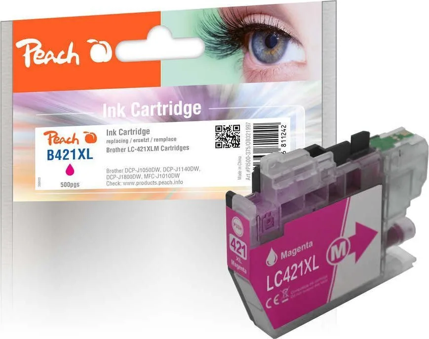 Peach Συμβατό Μελάνι Εκτυπωτή InkJet Brother LC-421XL 500 Σελίδων 10ml Ματζέντα 1τμχ PI500-375 Peach Συμβατό Μελάνι Εκτυπωτή InkJet Brother LC-421XL 500 Σελίδων 10ml Ματζέντα 1τμχ PI500-375 - Image 1