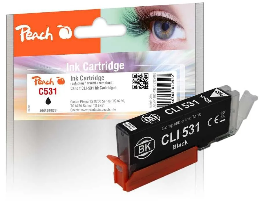 Peach Συμβατό Μελάνι Εκτυπωτή InkJet Canon CLI-531 400 Σελίδων 12.5ml Μαύρο 1τμχ PI100-498 Peach Συμβατό Μελάνι Εκτυπωτή InkJet Canon CLI-531 400 Σελίδων 12.5ml Μαύρο 1τμχ PI100-498 - Image 1