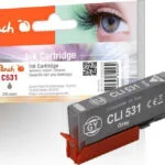 Peach Συμβατό Μελάνι Εκτυπωτή InkJet Canon CLI-531, 6119B001 12.5ml Γκρι 1τμχ