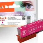 Peach Συμβατό Μελάνι Εκτυπωτή InkJet Canon CLI-531 6121B002 12.5ml Ματζέντα 1τμχ