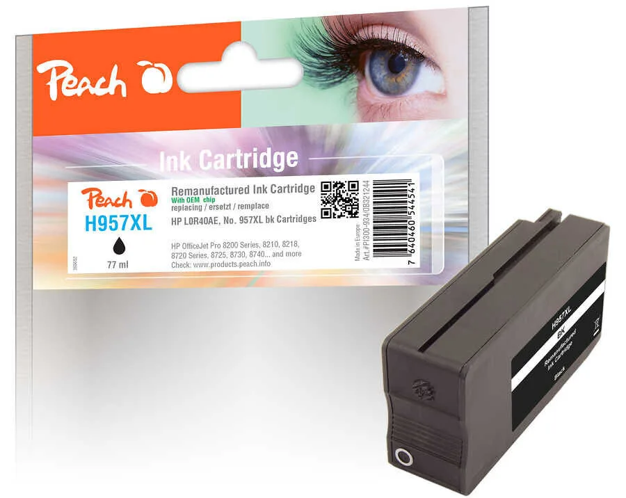 Peach Συμβατό Μελάνι Εκτυπωτή InkJet HP 957XL Μαύρο 1τμχ PI300-934 Peach Συμβατό Μελάνι Εκτυπωτή InkJet HP 957XL Μαύρο 1τμχ PI300-934 - Image 1