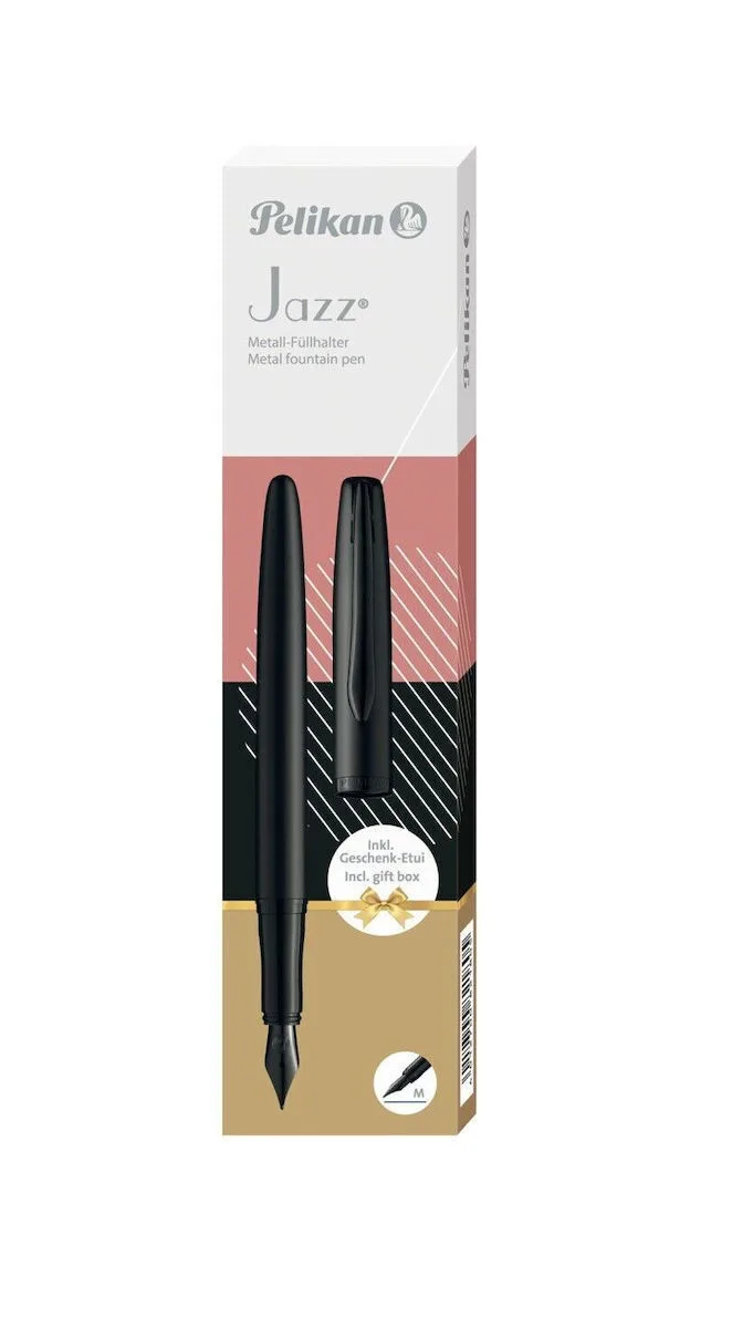 Pelikan Jazz Σετ Πένα Γραφής Medium Μαύρη από Ατσάλι με Μαύρο Μελάνι Pelikan Jazz Σετ Πένα Γραφής Medium Μαύρη από Ατσάλι με Μαύρο Μελάνι - Image 1