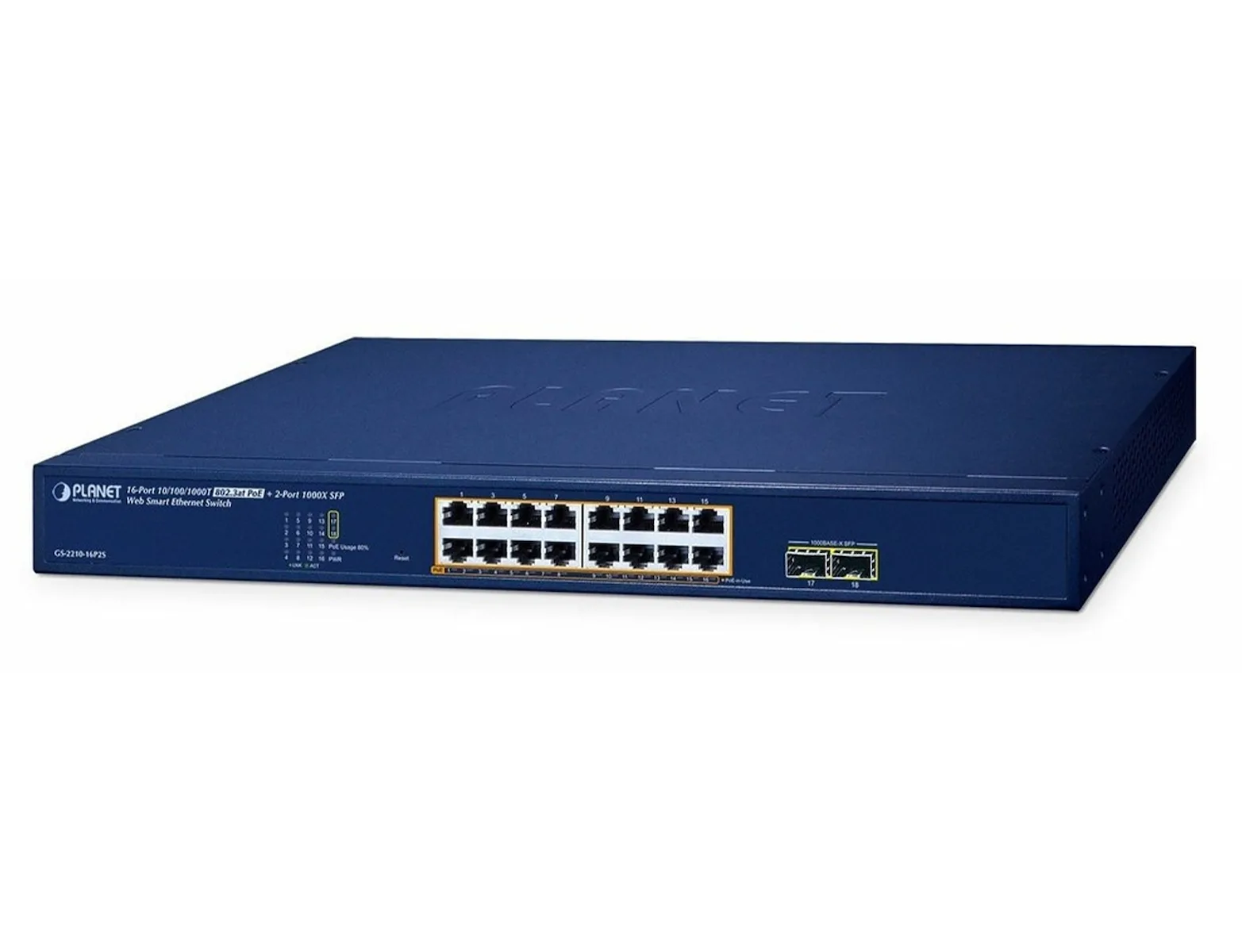 Planet Technology GS-2210-16P2S Managed L2 PoE+ Switch με 16 Θύρες Gigabit (1Gbps) Ethernet και 2 SFP Θύρες Planet Technology GS-2210-16P2S Managed L2 PoE+ Switch με 16 Θύρες Gigabit (1Gbps) Ethernet και 2 SFP Θύρες - Image 1