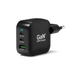 Port Designs Φορτιστής GaN με Θύρα USB-A και 2 Θύρες USB-C και Καλώδιο USB-C - USB-C 65W Power Delivery Μαύρος