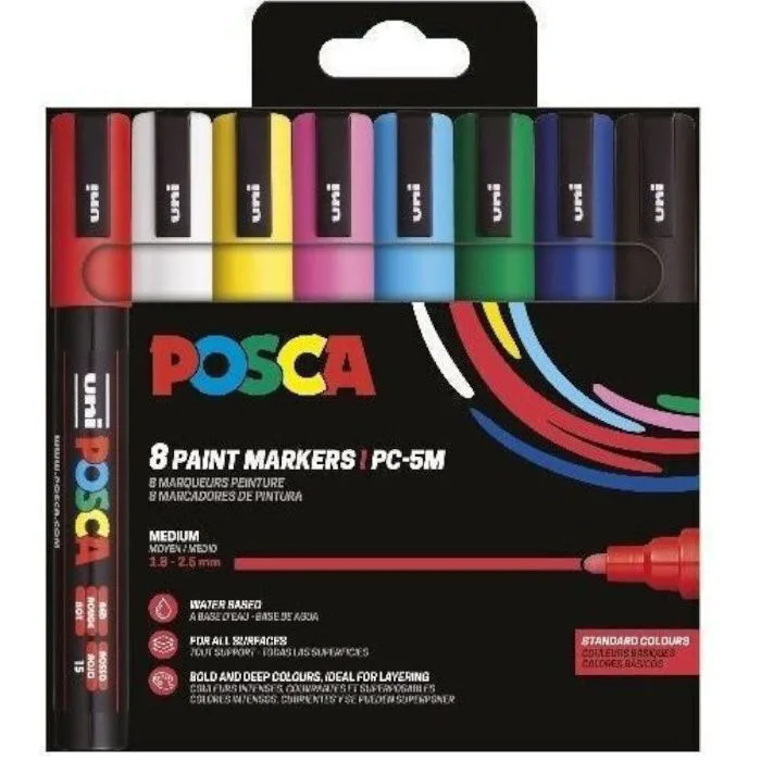 Posca PC-5M Μαρκαδόροι Standard Colors 2.5mm Σετ 8τμχ Posca PC-5M Μαρκαδόροι Standard Colors 2.5mm Σετ 8τμχ - Image 1
