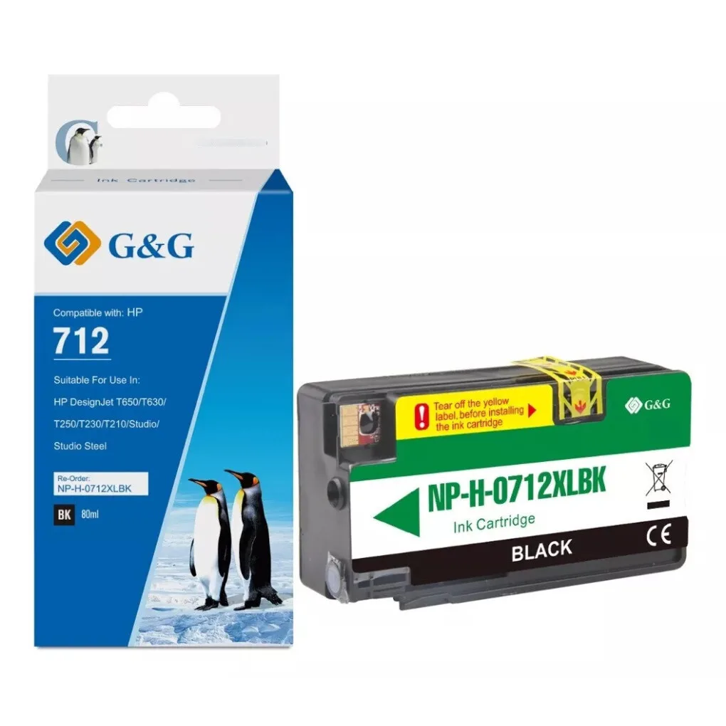 Premium G&g Hp 712 Black Cartridge 3ed71a Hp712 Premium G&g Hp 712 Black Cartridge 3ed71a Hp712 - Image 1