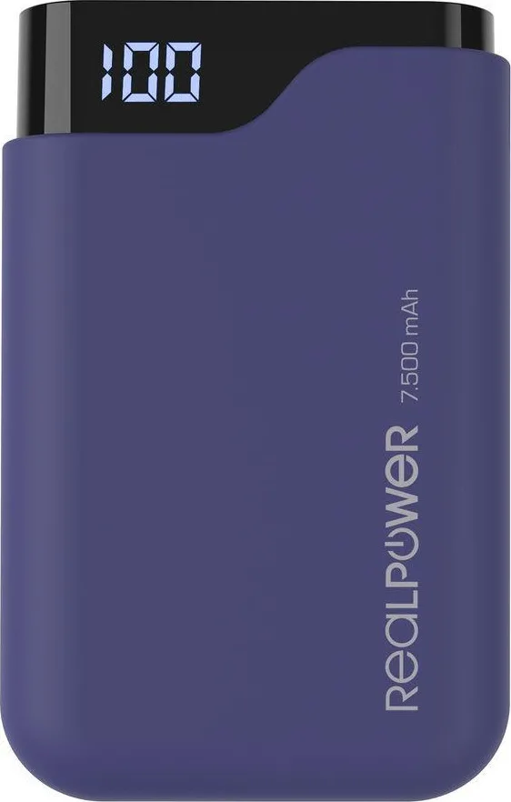 RealPower PB-7500C Power Bank 7500mAh με Θύρα USB-A και Θύρα USB-C Μπλε RealPower PB-7500C Power Bank 7500mAh με Θύρα USB-A και Θύρα USB-C Μπλε - Image 1