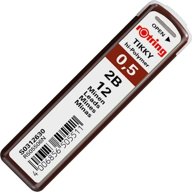 Rotring 12 Μύτες Μολυβιού Tikky Πάχους 0.5mm Τύπου 2B Rotring 12 Μύτες Μολυβιού Tikky Πάχους 0.5mm Τύπου 2B - Image 1