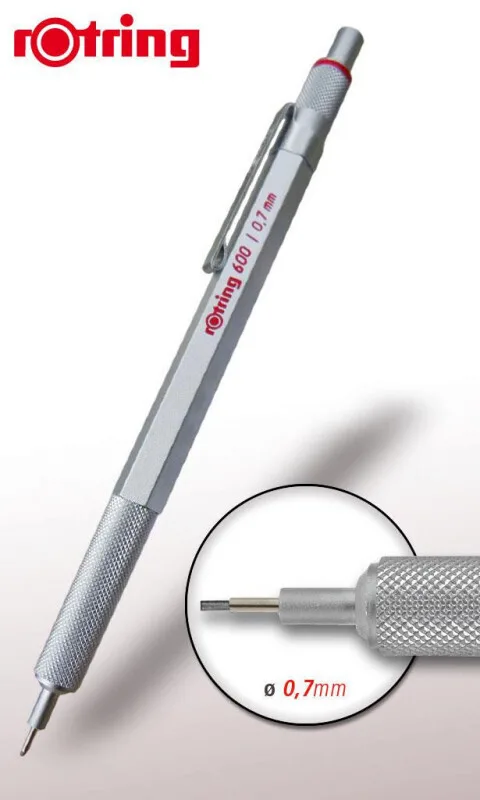 Rotring 600 Silver Mechanical Pencil 0,7mm 1904444 3501179044446 Rotring 600 Silver Mechanical Pencil 0,7mm 1904444 3501179044446 - Image 1