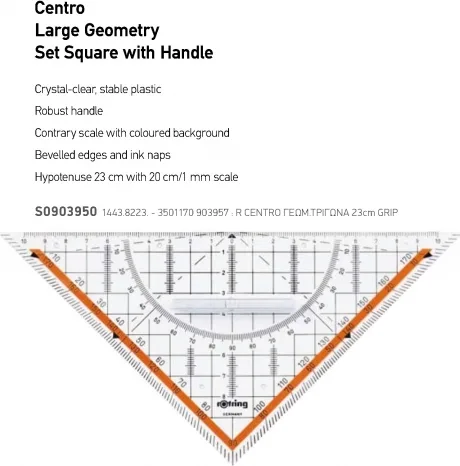 Rotring Centro Grip Geometry Γεωμετρικό Τρίγωνο Πλαστικό Διάφανο 23cm με Λαβή S0903950 Rotring Centro Grip Geometry Γεωμετρικό Τρίγωνο Πλαστικό Διάφανο 23cm με Λαβή S0903950 - Image 1