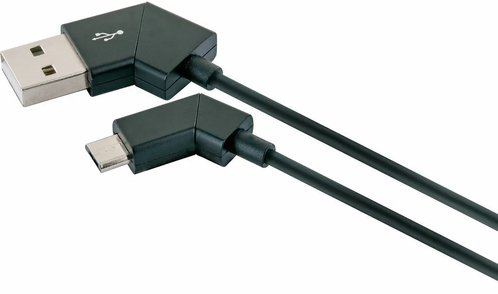 Schwaiger Angle (90°) USB 2.0 to micro USB Cable Μαύρο 1.2m LKW120M533 1τμχ Schwaiger Angle (90°) USB 2.0 to micro USB Cable Μαύρο 1.2m LKW120M533 1τμχ - Image 1
