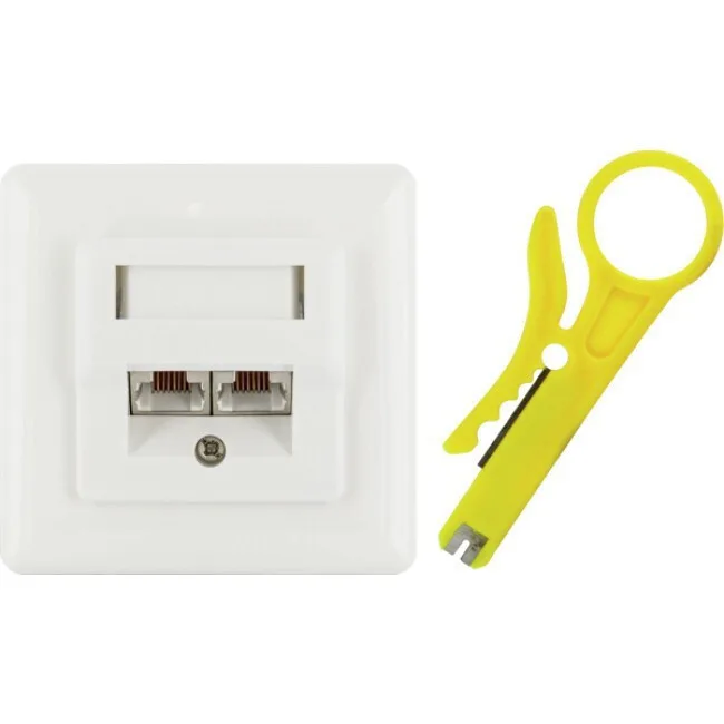 Schwaiger Διπλή Πρίζα Δικτύου RJ45 με Πλαίσιο Τύπου Cat6 σε Λευκό Χρώμα TDU2628532 Schwaiger Διπλή Πρίζα Δικτύου RJ45 με Πλαίσιο Τύπου Cat6 σε Λευκό Χρώμα TDU2628532 - Image 1