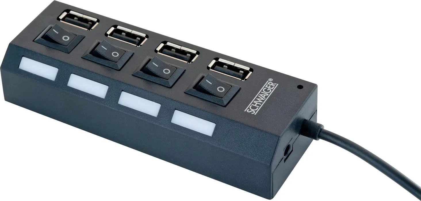 Schwaiger Hub 4 Θυρών USB 2.0 με σύνδεση USB-A UH4013 Schwaiger Hub 4 Θυρών USB 2.0 με σύνδεση USB-A UH4013 - Image 1