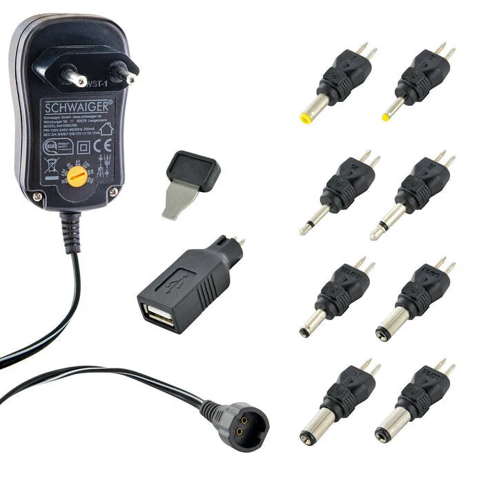 Schwaiger Universal Τροφοδοτικό με σετ βυσμάτων (NG1000USB011) Schwaiger Universal Τροφοδοτικό με σετ βυσμάτων (NG1000USB011) - Image 1
