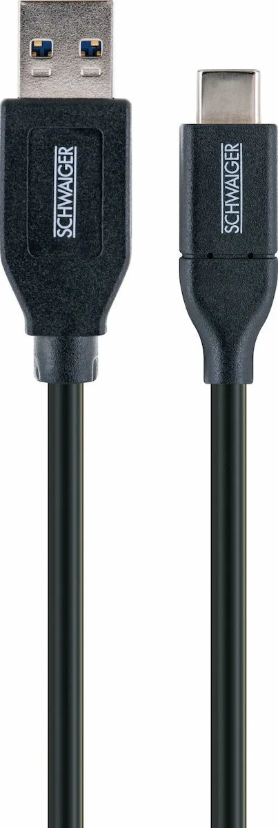 Schwaiger USB 2.0 Cable USB-C male - USB-A 100W PD Μαύρο 0.5m LK050C Schwaiger USB 2.0 Cable USB-C male - USB-A 100W PD Μαύρο 0.5m LK050C - Image 1