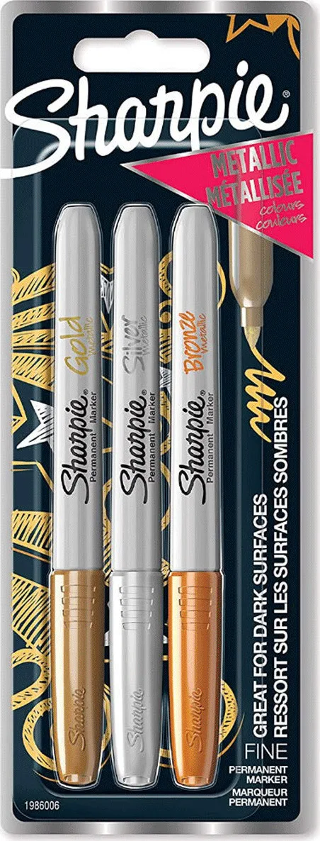 Sharpie Metallic Ανεξίτηλοι Μαρκαδόροι Gold/Silver/Bronze 1mm Σετ 3 χρώματα 1986006 Sharpie Metallic Ανεξίτηλοι Μαρκαδόροι Gold/Silver/Bronze 1mm Σετ 3 χρώματα 1986006 - Image 1
