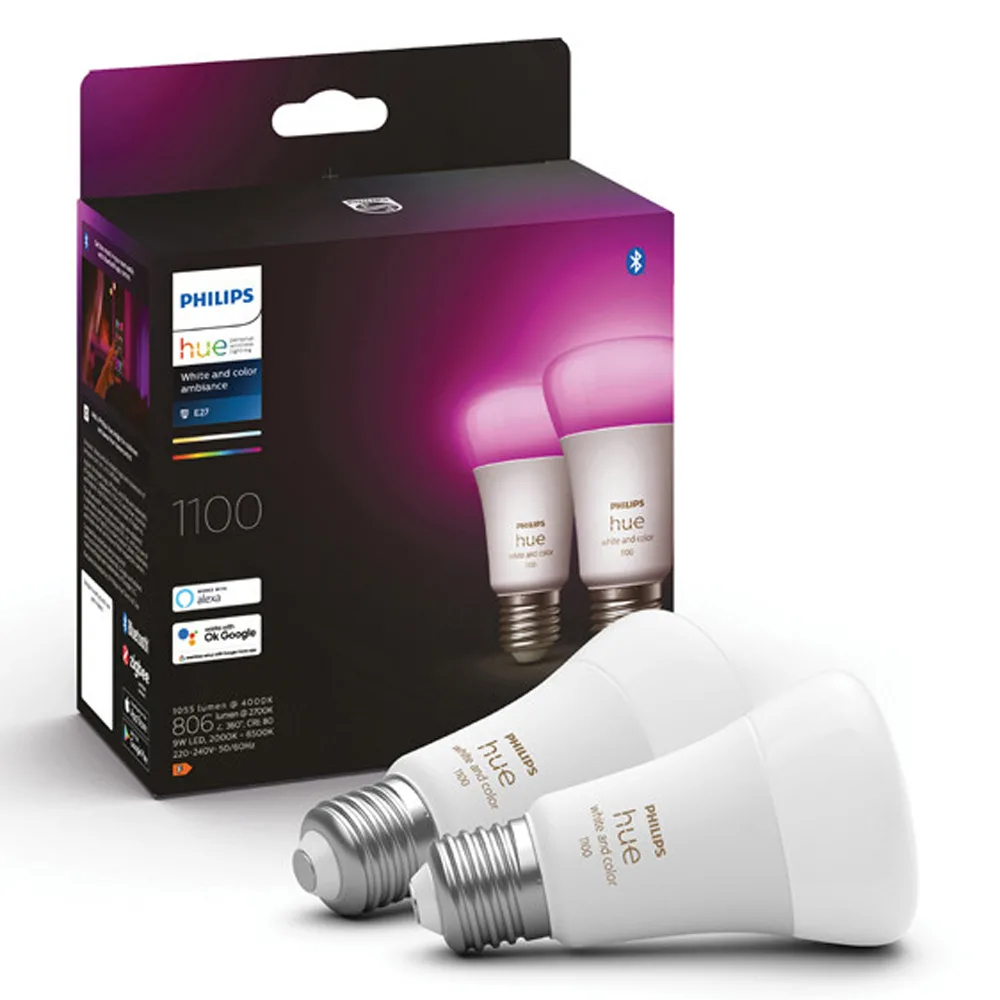 Smart Lamp Philips Hue E27 A60 1100lm 8.1w Rgb & Tunable White 2-pack 929003853502 Smart Lamp Philips Hue E27 A60 1100lm 8.1w Rgb & Tunable White 2-pack 929003853502 - Image 1