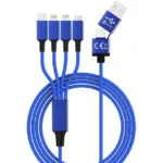 Smrter Hydra Elite 6in1 Braided USB to Lightning / Type-C / micro USB Cable Μπλε 1m