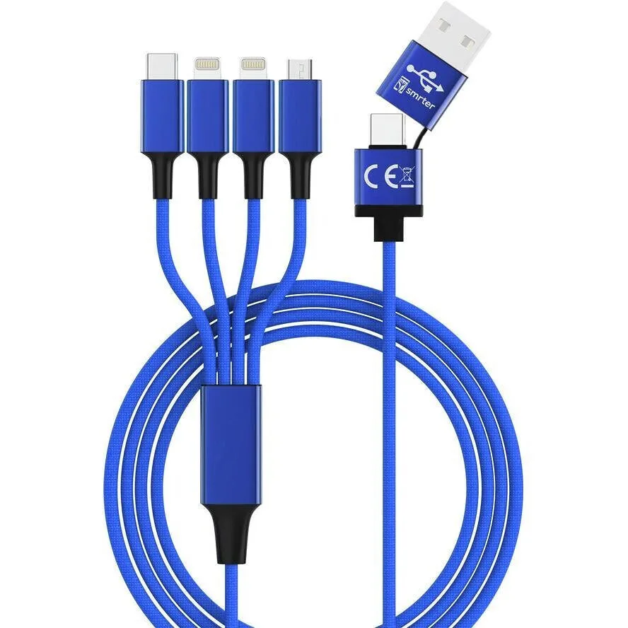 Smrter Hydra Elite 6in1 Braided USB to Lightning / Type-C / micro USB Cable Μπλε 1m Smrter Hydra Elite 6in1 Braided USB to Lightning / Type-C / micro USB Cable Μπλε 1m - Image 1