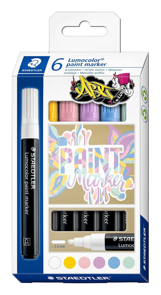 Staedtler Ανεξίτηλοι Μαρκαδόροι 2.4mm Σετ 6 χρώματα Staedtler Ανεξίτηλοι Μαρκαδόροι 2.4mm Σετ 6 χρώματα - Image 1